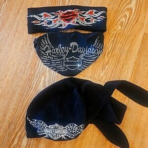 Harley Davidson head bands and skull cap. One size.